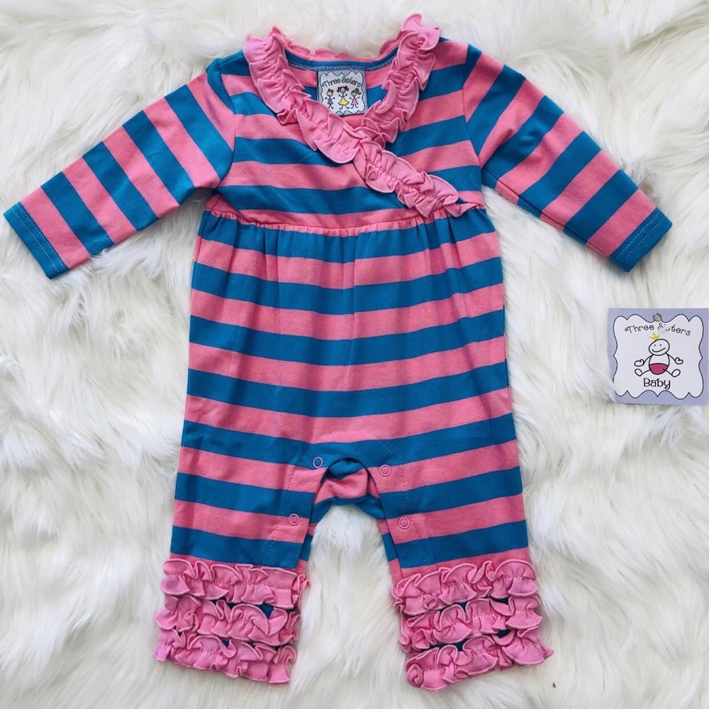 Infant Striped/Ruffle Romper